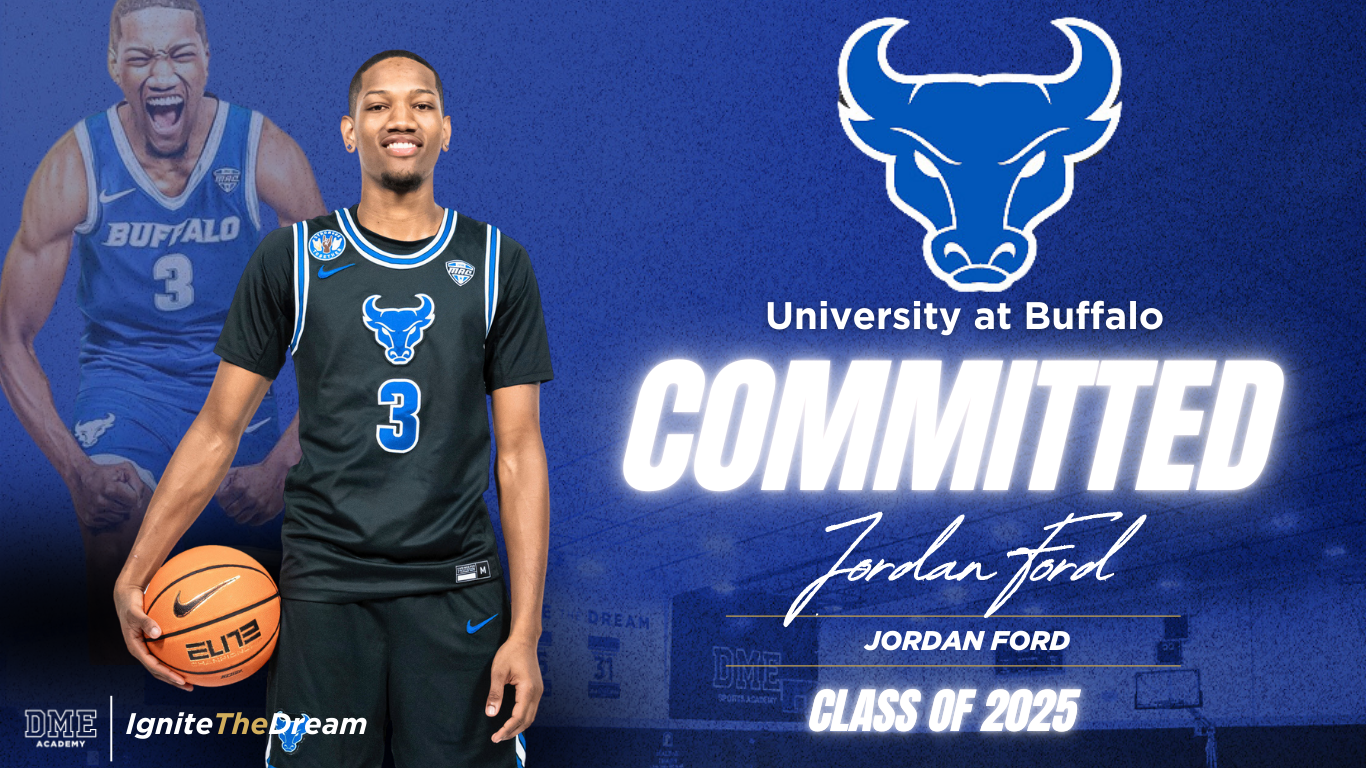 Jordan Ford, senior shooting guard from DME Academy, committing to the University at Buffalo.