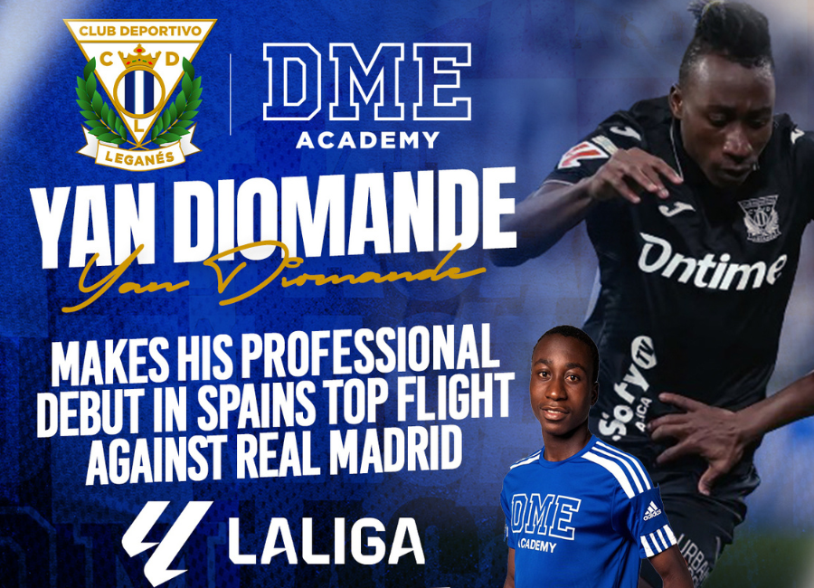 Yan Diomande stands alongside Kylian Mbappé during his La Liga debut for C.D. Leganés against Real Madrid.
