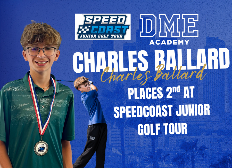 Charles Ballard holding his second-place award after Florida junior golf tournament