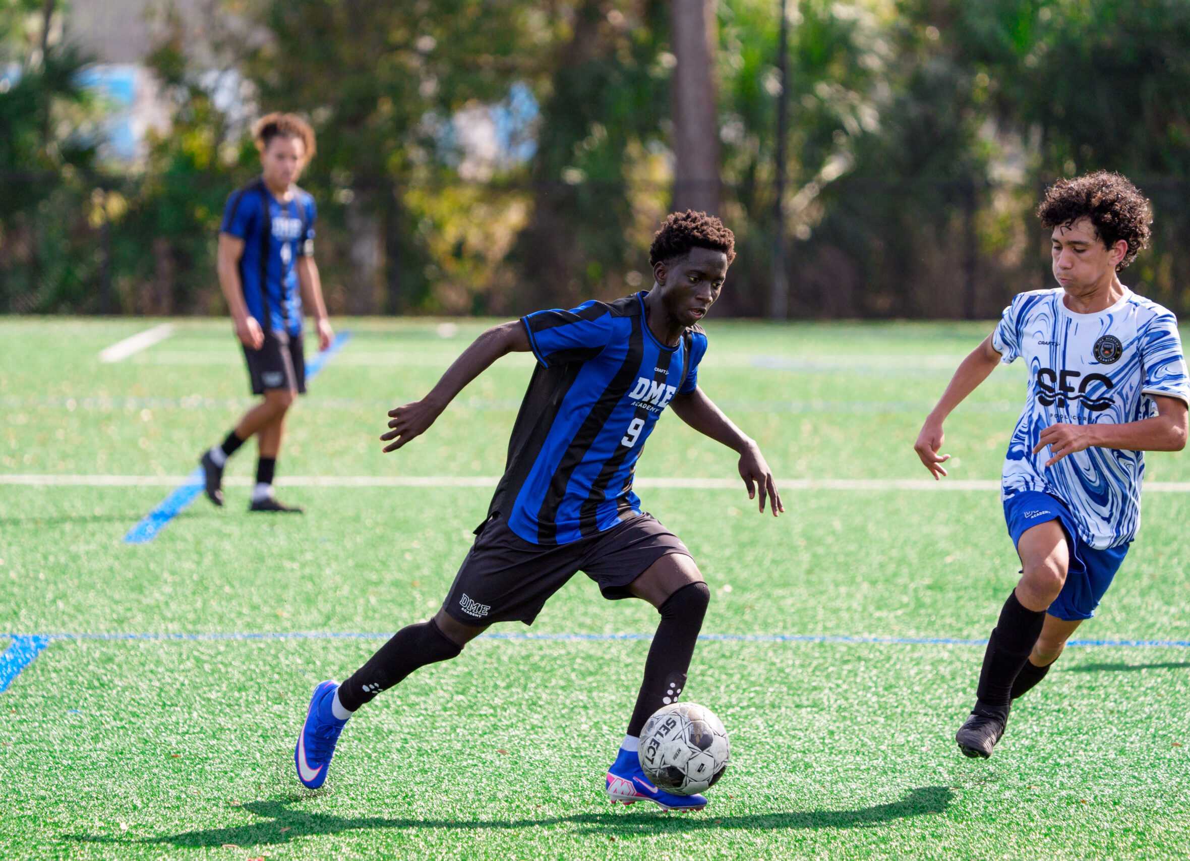 Haimkoye takes on a defender