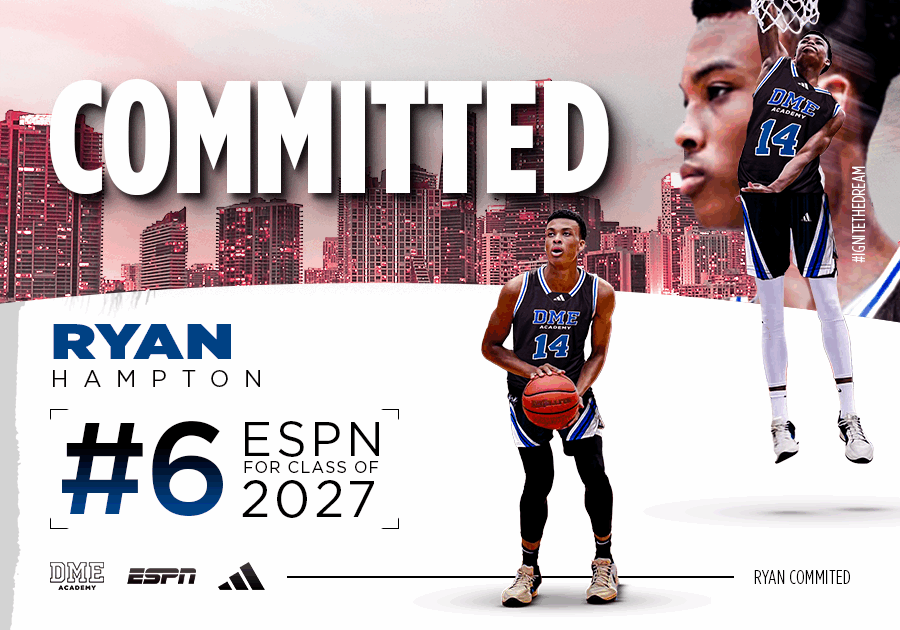 Ryan Hampton DME Academy basketball recruit ranked #6 in ESPN Class of 2027.